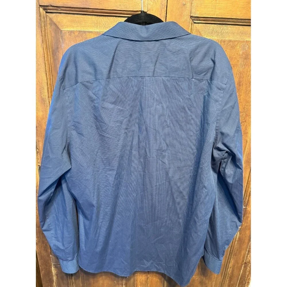 Calvin Klein Infinite Cool Mens XL Blue Micro Stripe Non-Iron Cotton Dress Shirt